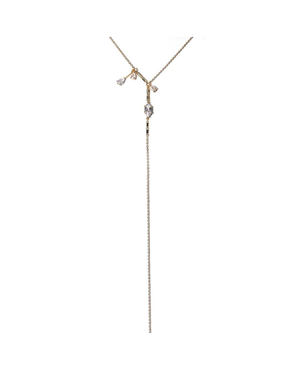 Studio Baloge Metallic Navette Serti Lariat Necklace