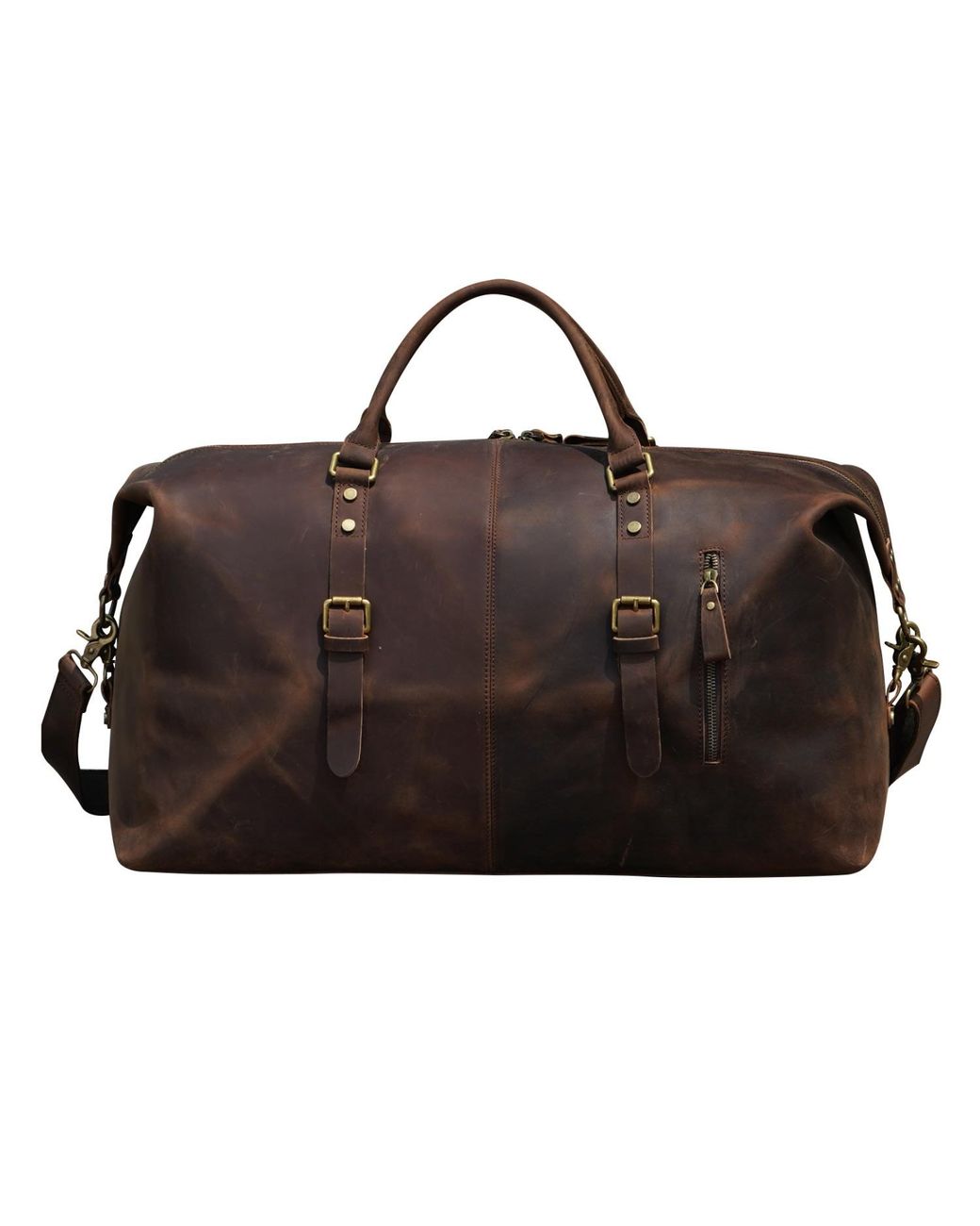 Touri Black Extendable Leather Travel Bag for men
