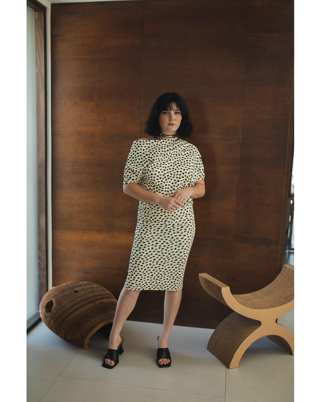 Jennafer Grace White Neutrals Dottie Cat Angle Dress