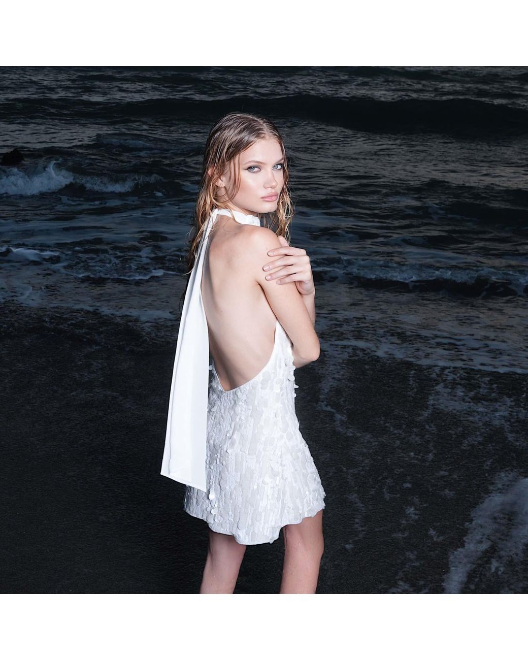 OW Collection White Wynn Sequin Mini Dress