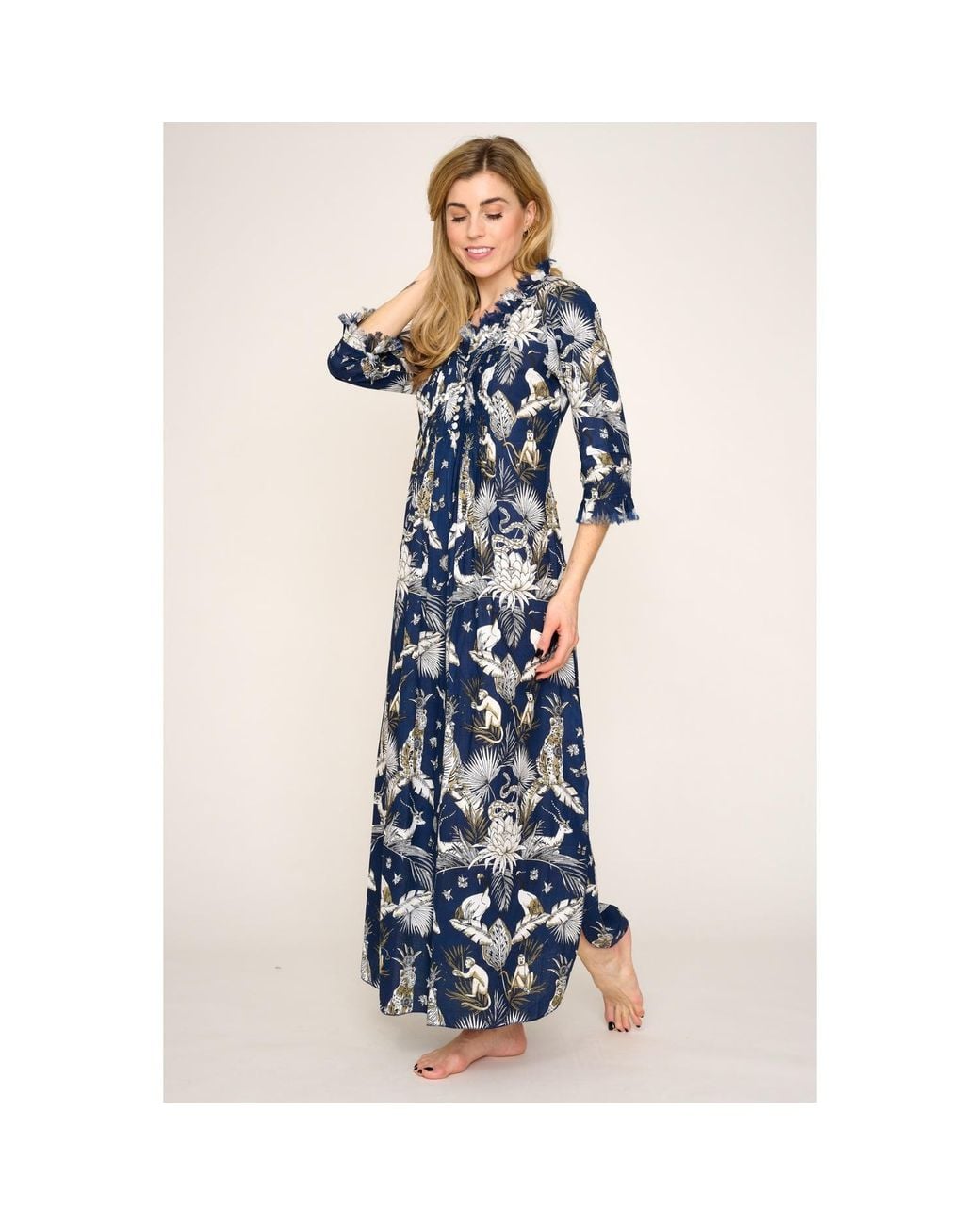At Last Blue Cotton Annabel Maxi Dress