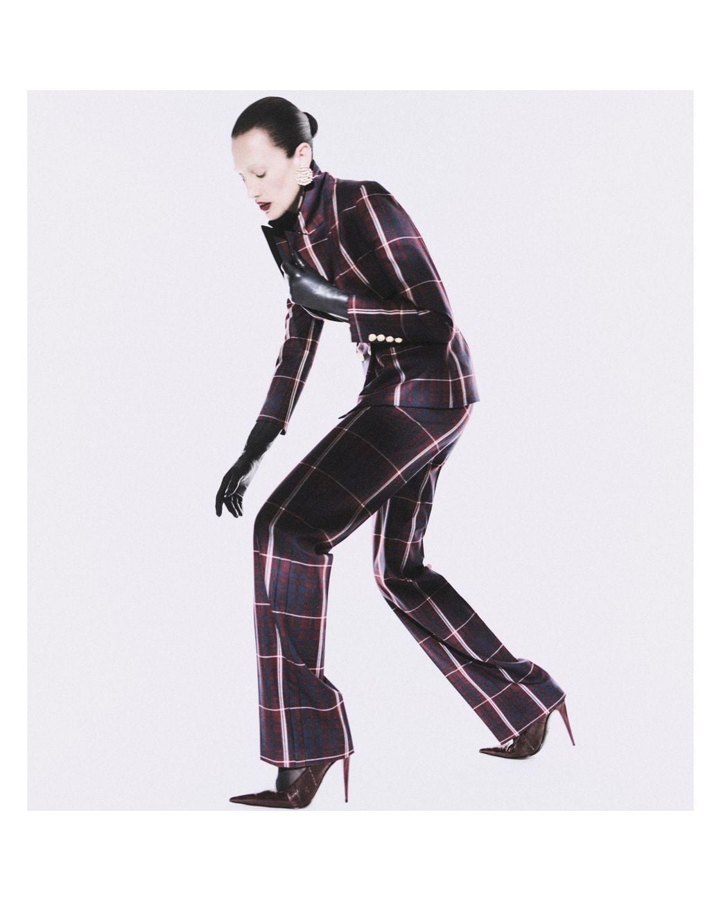 The Extreme Collection Purple Checked Blazer With Velvet Lapel Anderson