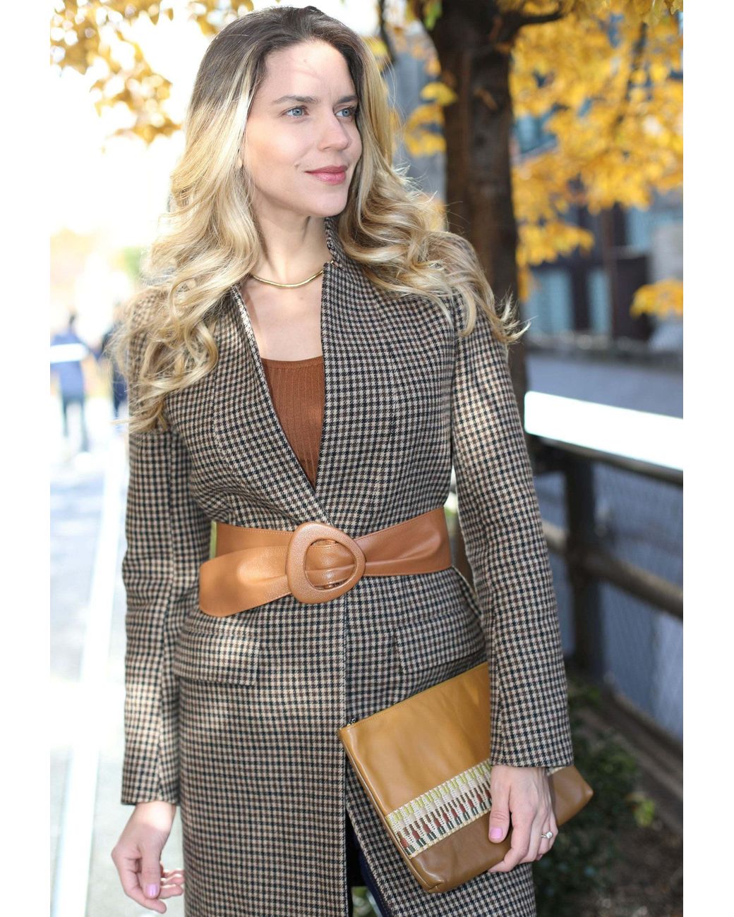 BeltBe Brown Wide Triangle Buckle Belt