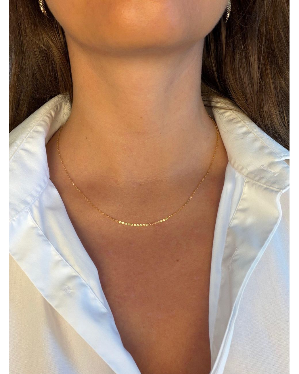 Larisa Beaumont White Dainty 18K Cable Chain Necklace, 45Cm