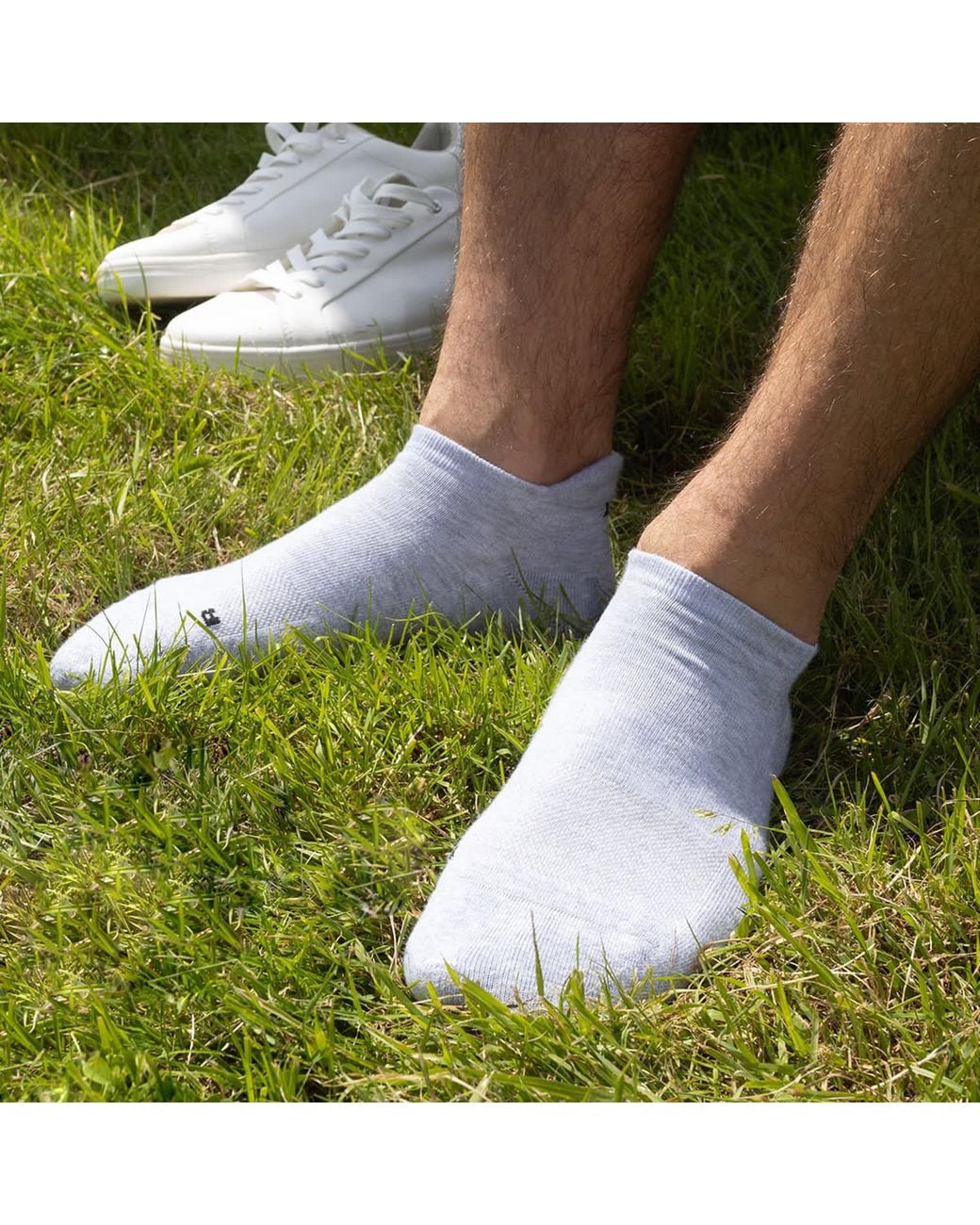 Peper Harow - Made in England Gray Organic Trainer Sport Socks – for men