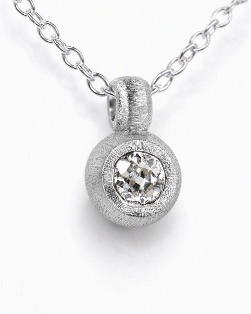 Adrian Ashley Metallic Pendant Featuring An Antique Old-Cut Diamond Reclaimed From Vintage Jewellery Made