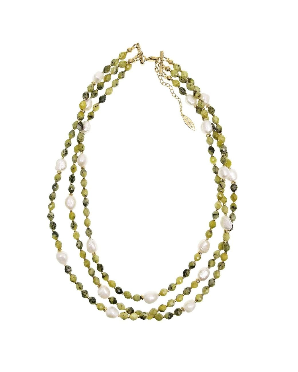 Farra Metallic Gemstone With Pearls Multi Layers Necklace