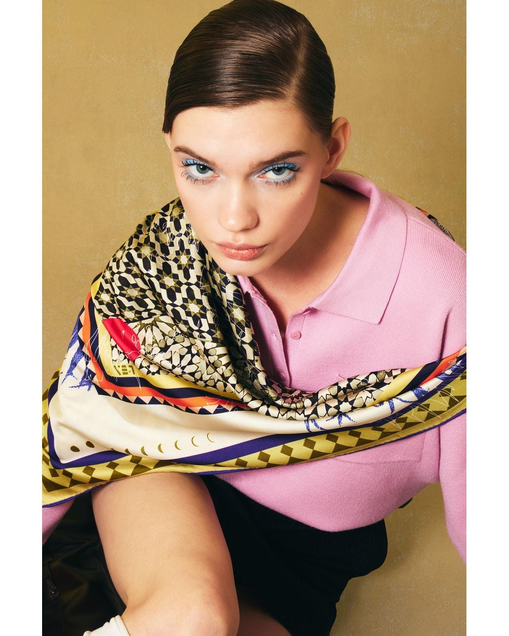 Tash and Ley Metallic Neutrals Stolen Moments 90X90 Silk Scarf