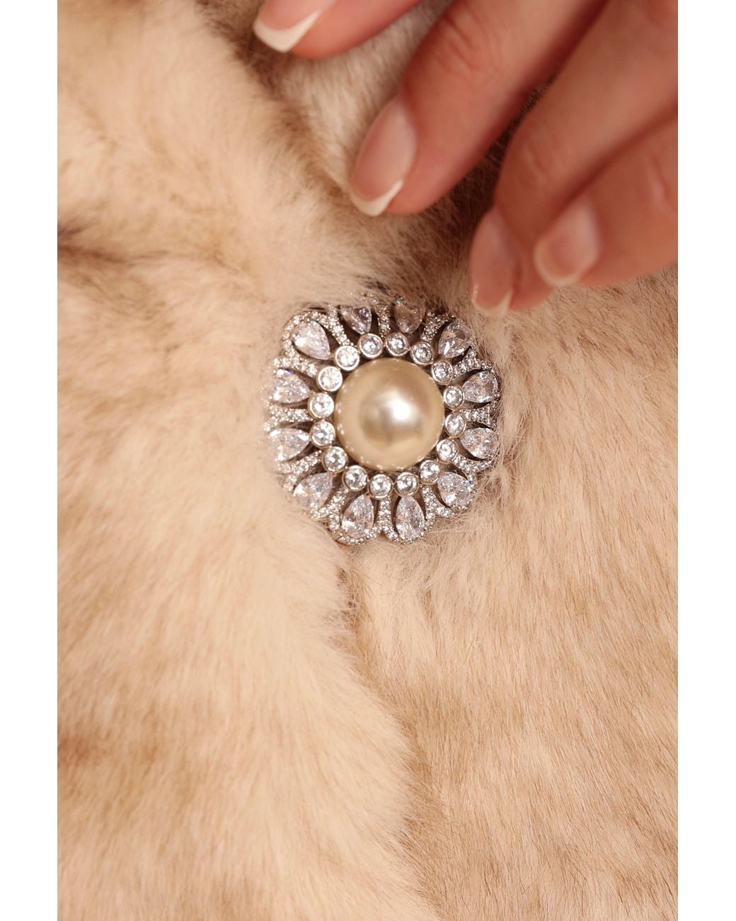 Santinni Natural Neutrals 'Hollywood' Faux Fur Coat