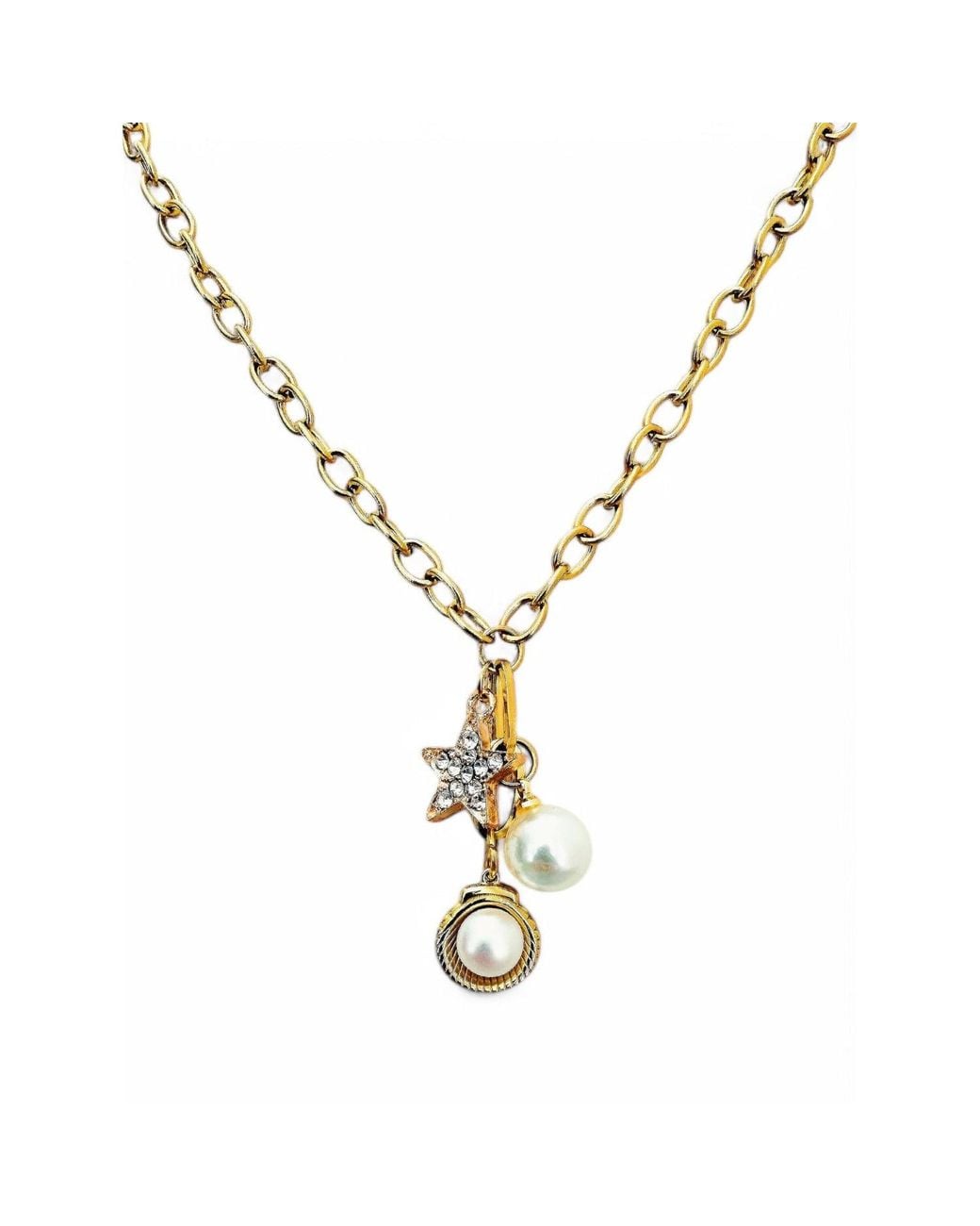 Vicky&Nico Metallic Rose Rose Star And Shell Pearl Pendant Necklace