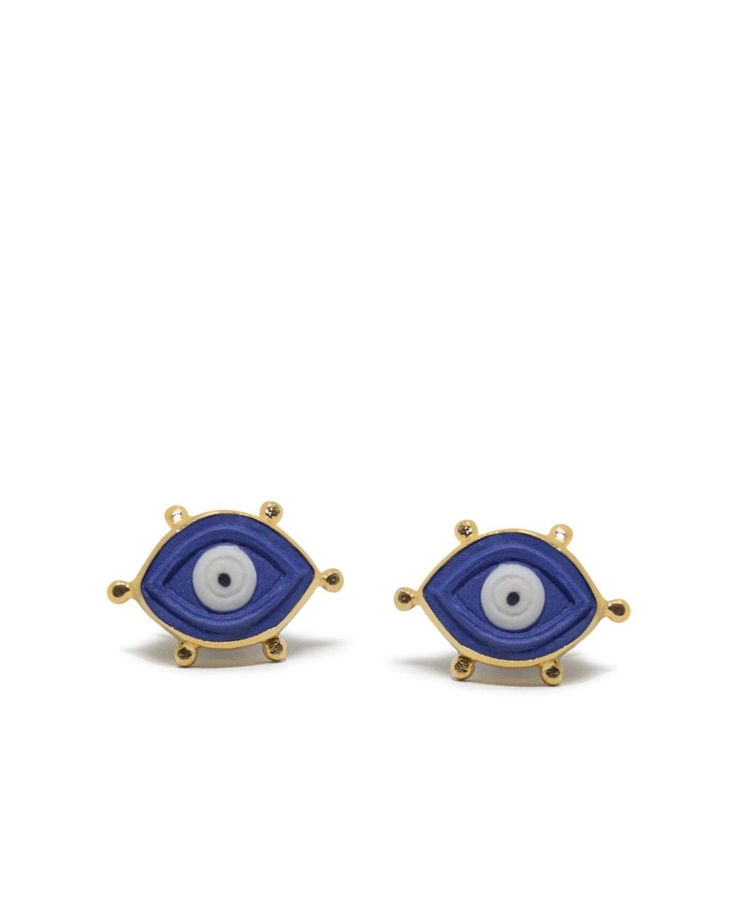 Vintouch Italy Blue Evil Eye-Plated Stud Earrings