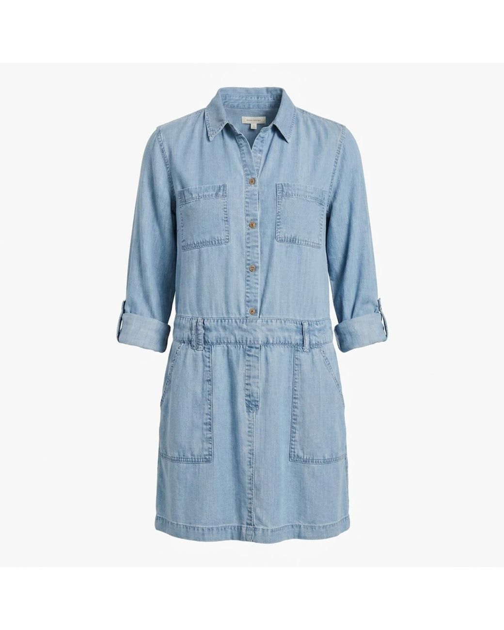 Modenaire Blue Denim Mini Dress Structured Button Front