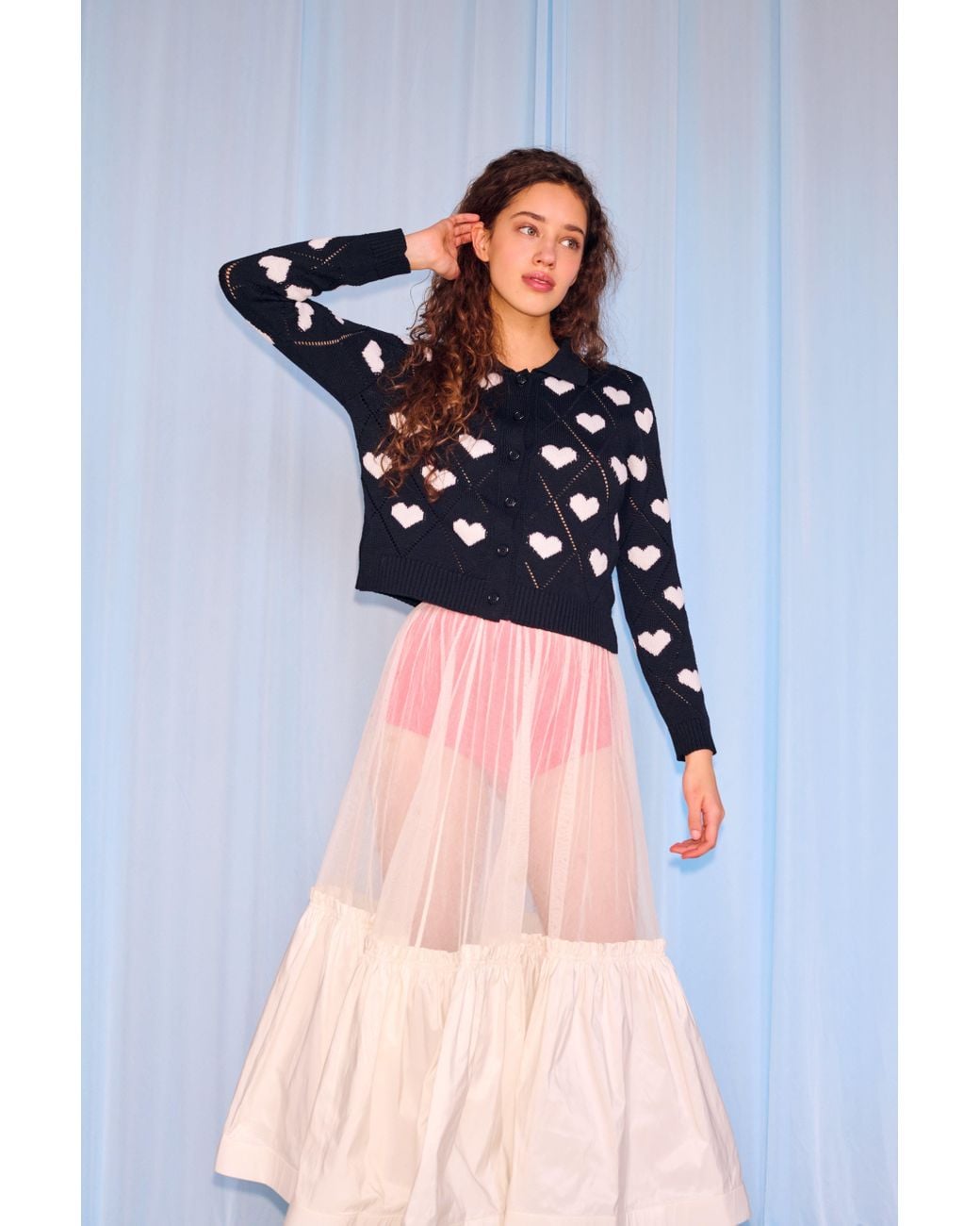 Gigi Knitwear Black Love Polo Cardigan