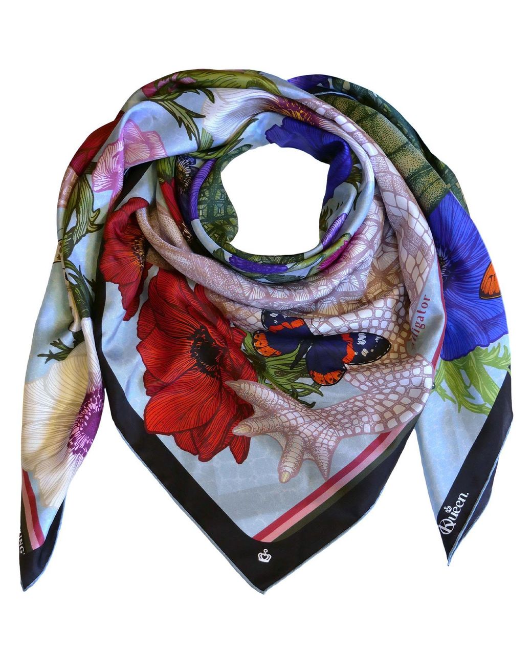 Kueen Blue Silk Scarf