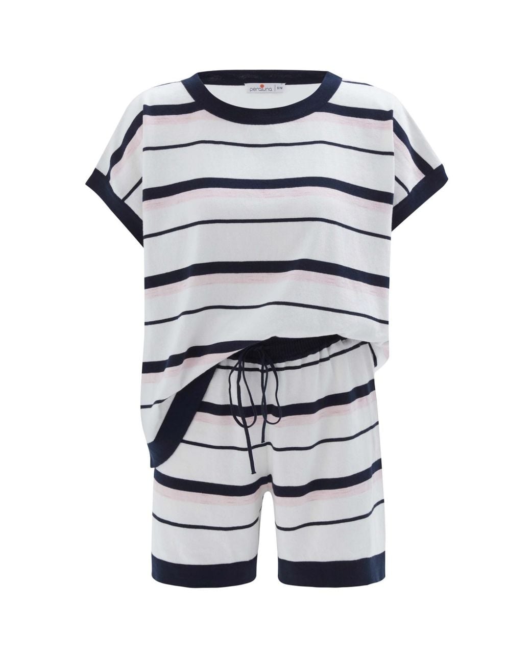 Peraluna Multicolor Marine Knitted Blouse & Shorts Set