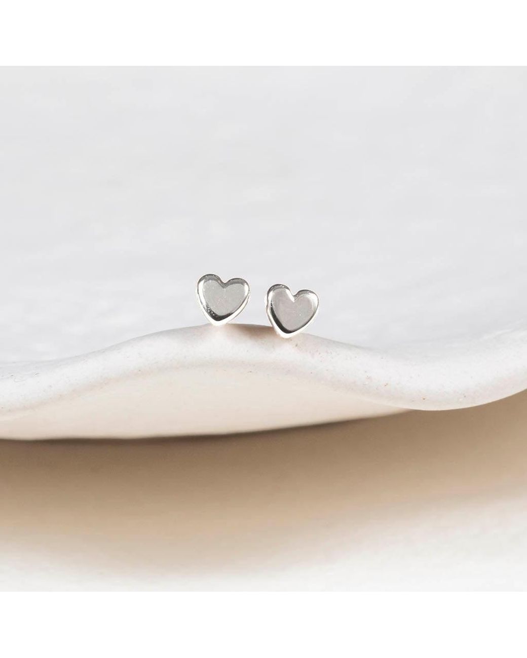 Auree Jewellery White Verona Mini Sterling Full Heart Stud Earrings