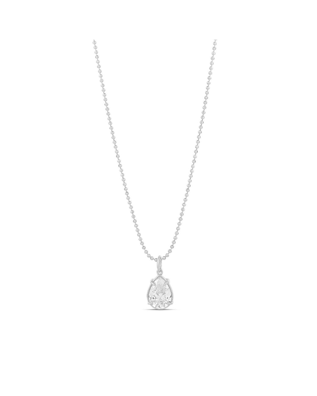 SHYMI Metallic Large Pear Shape Stone On A Beaded Ball Chain