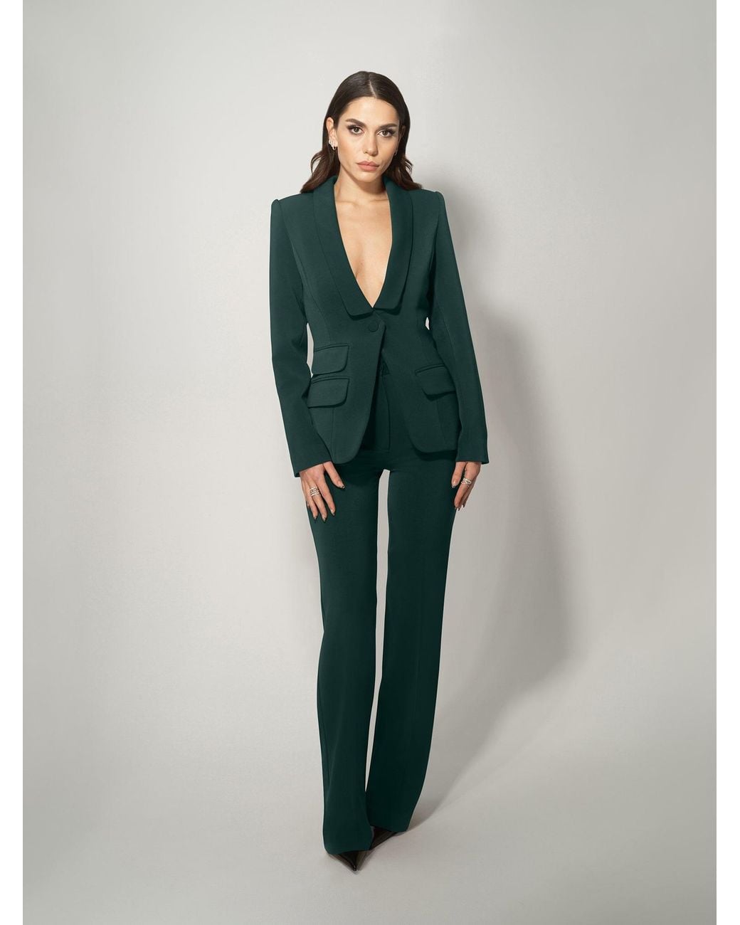 Tia Dorraine Green Vision Tailored Blazer & Trousers Suit