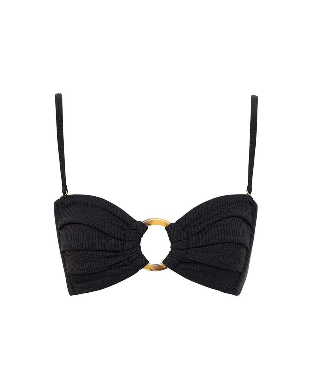Montce Black Rib Tori Bandeau Bikini Top