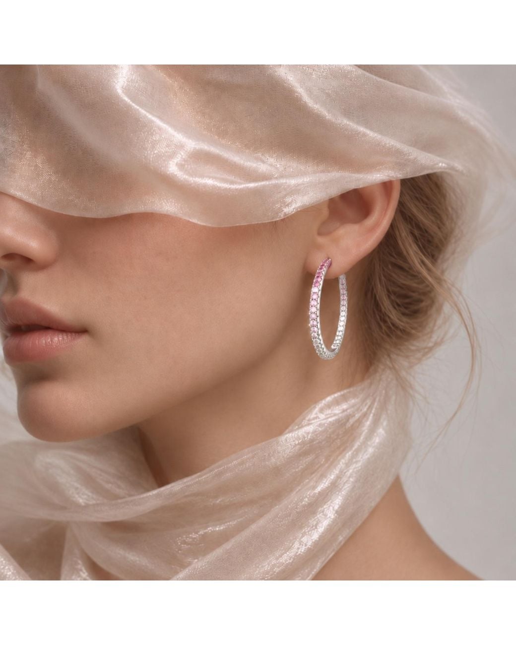 Ninemoo Blue Lueur Rosé E Gradient Crystal Hoop Earrings –