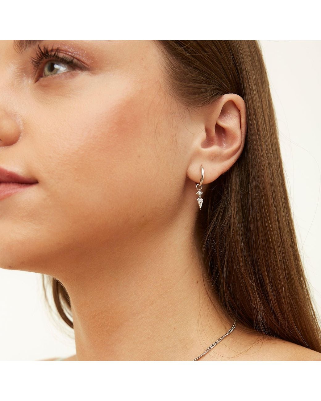 Spero London Metallic Sterling Rhombus Drop Earring