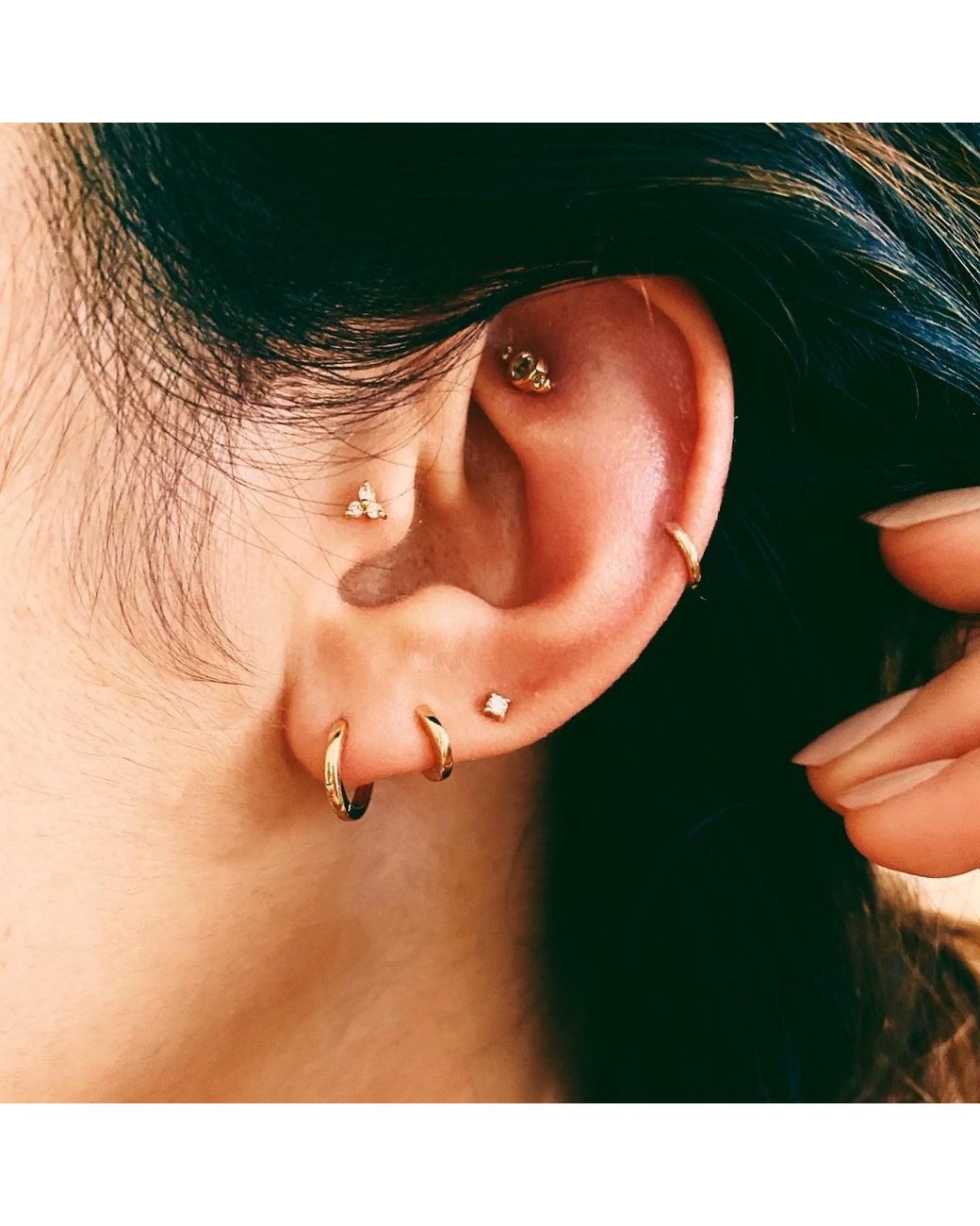 Zohreh Metallic Huggie Hoop Earring 9K