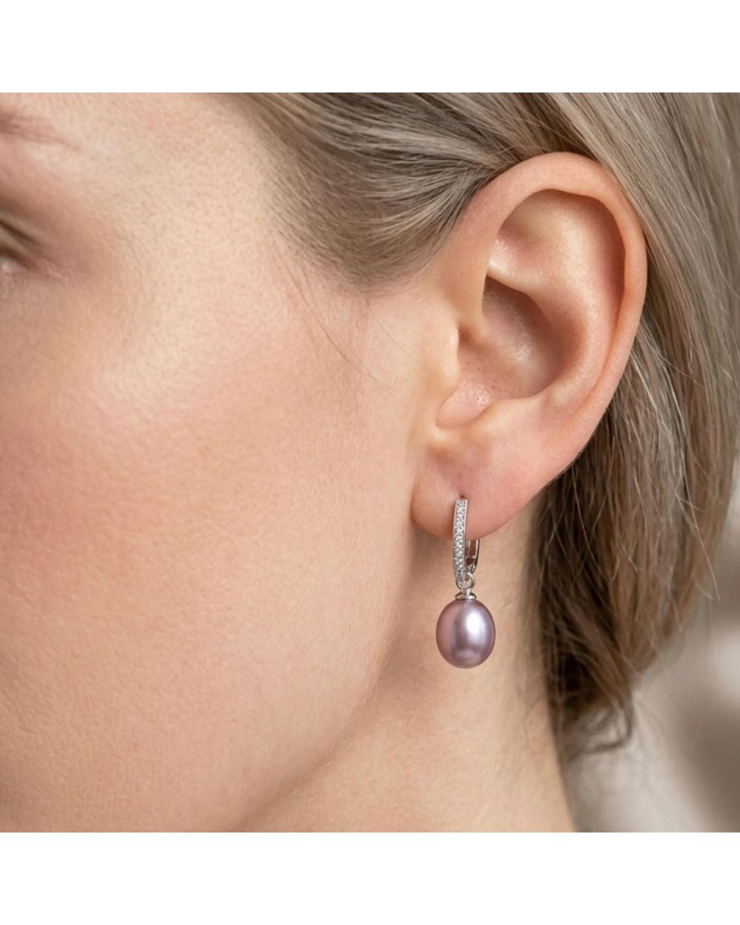 Ninemoo Pink Gleaming Zircon Pearls Earrings