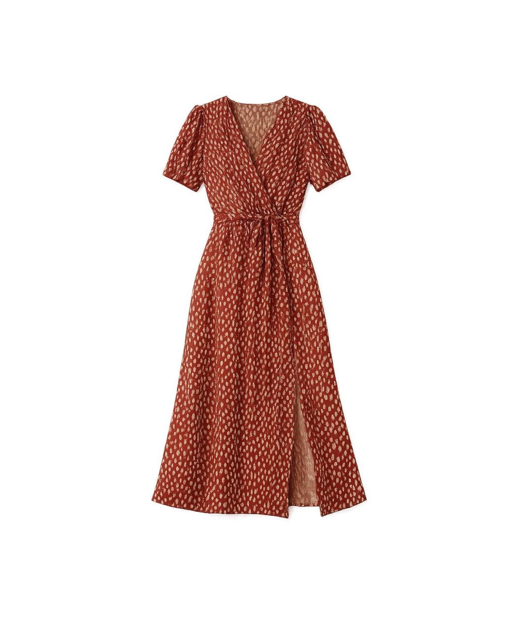 Yumi' Red Spot Wrap Midi Dress