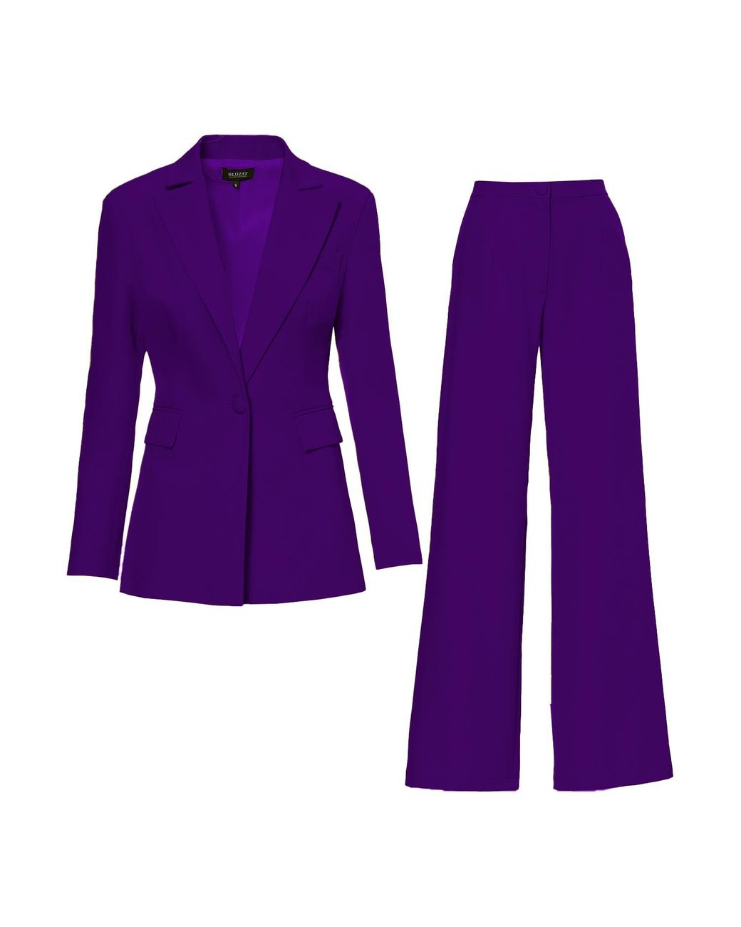 BLUZAT Deep Purple Suit With Slim Fit Blazer And Flared Trousers