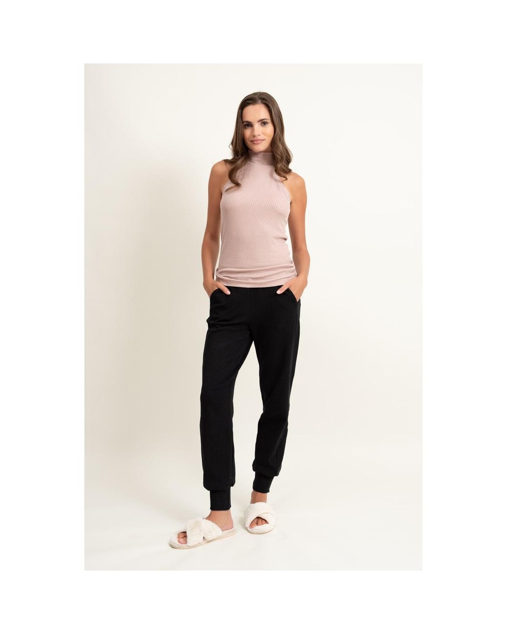Oh!Zuza Black Cotton Ribbed Sweatpants