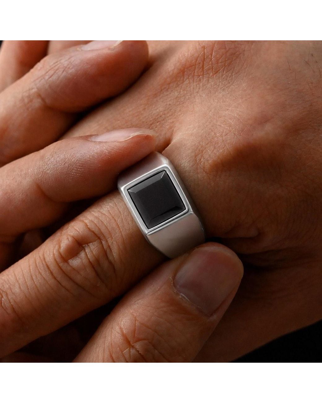 Outrage London Stone Signet Ring in White for Men | Lyst