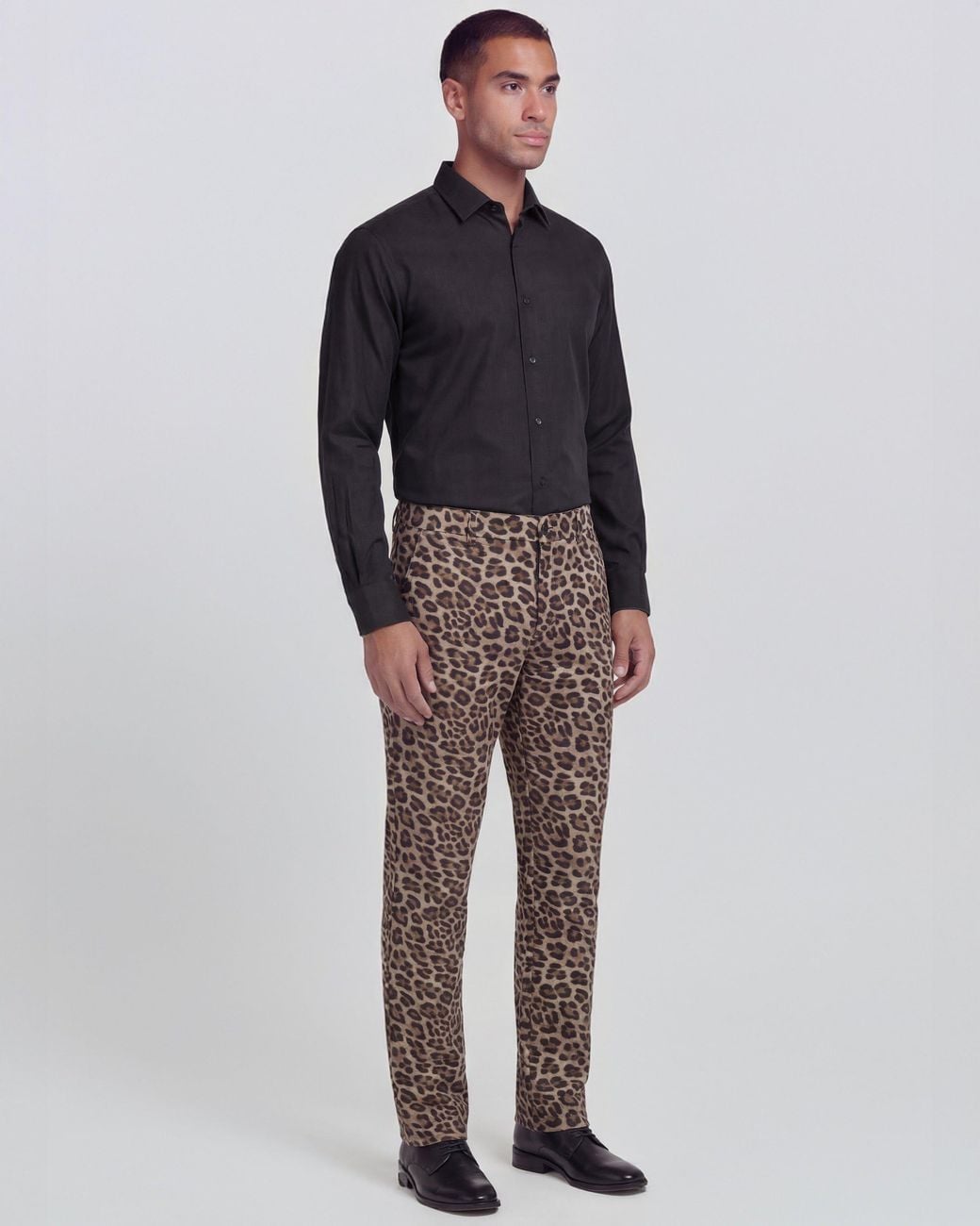 Lords of Harlech Brown Charles Leopard Tailored Pant for men