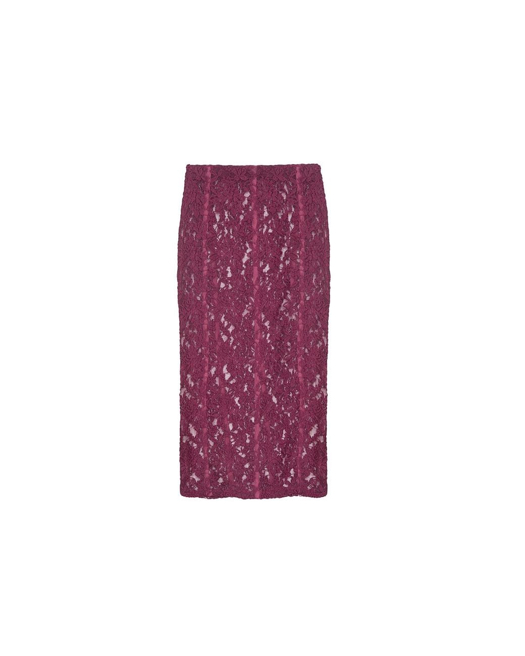 Audrey Vallens Purple Selene Lace Pencil Skirt