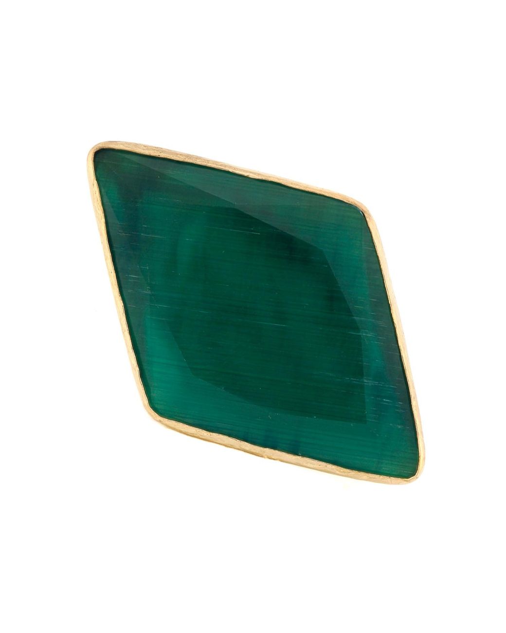 Ebru Jewelry Blue Stylish Cat Eye Stone Chunky Ring