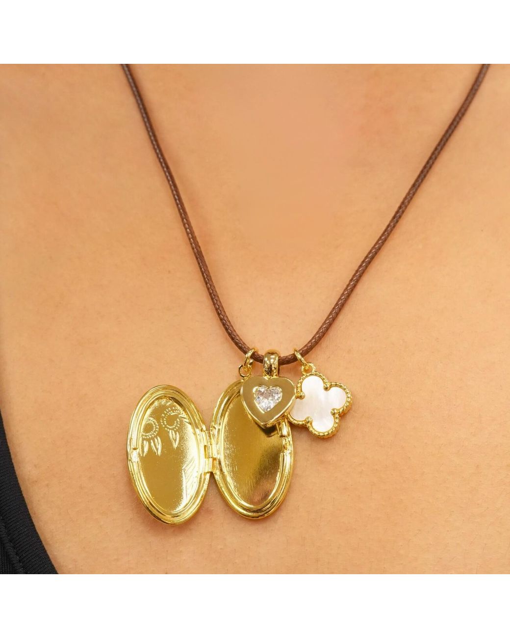 Argento Vivo Metallic Charm Cord Locket Necklace