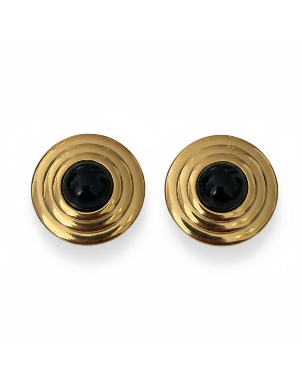 Latelita London Brown Como Large Round Stud Earrings Onyx
