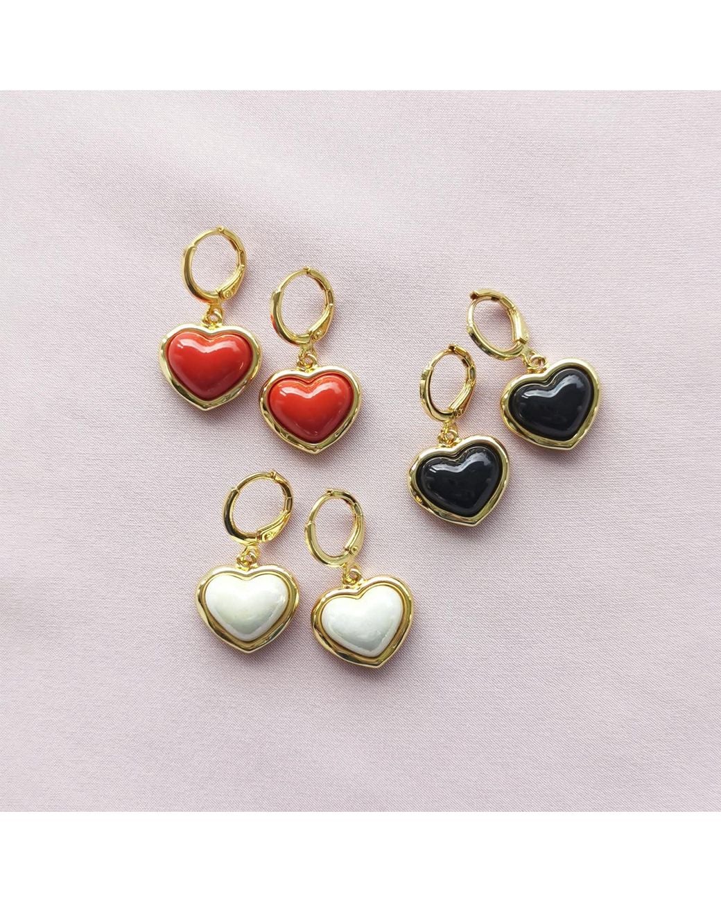 POPORCELAIN Metallic Porcelain Pearly Heart Drop Earrings