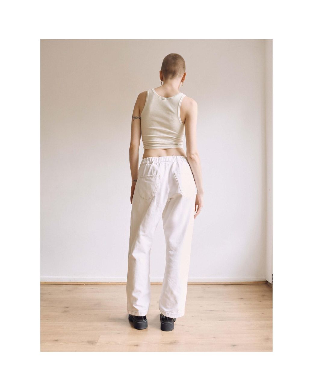Heidi Stutt White Straight-Leg Cotton-Canvas Trousers