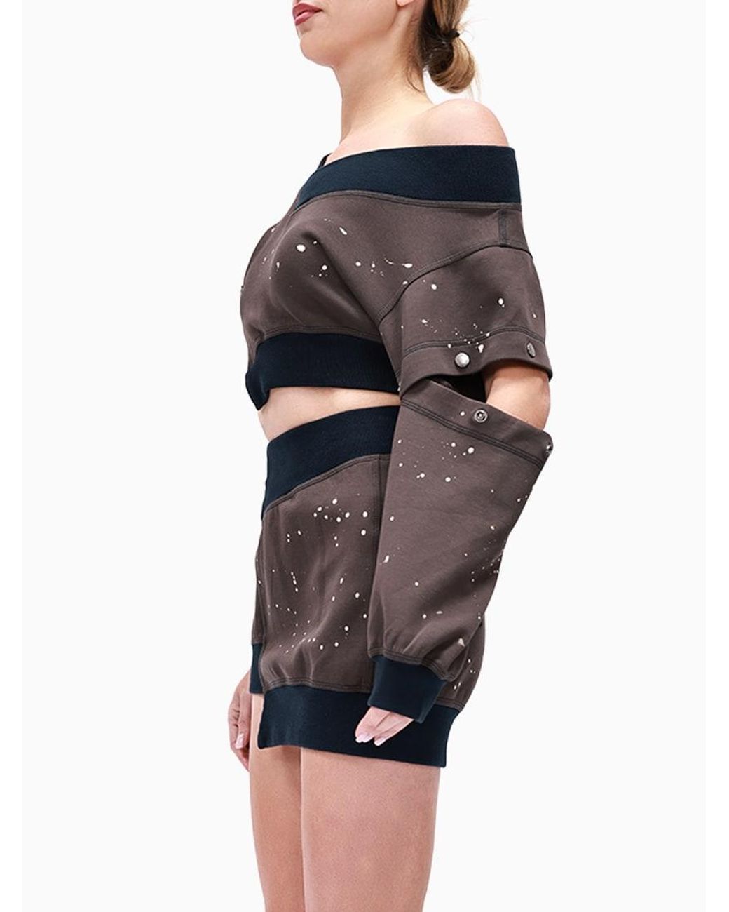 Gao Republic Black Cropped Snap Sleeve Sweatshirt