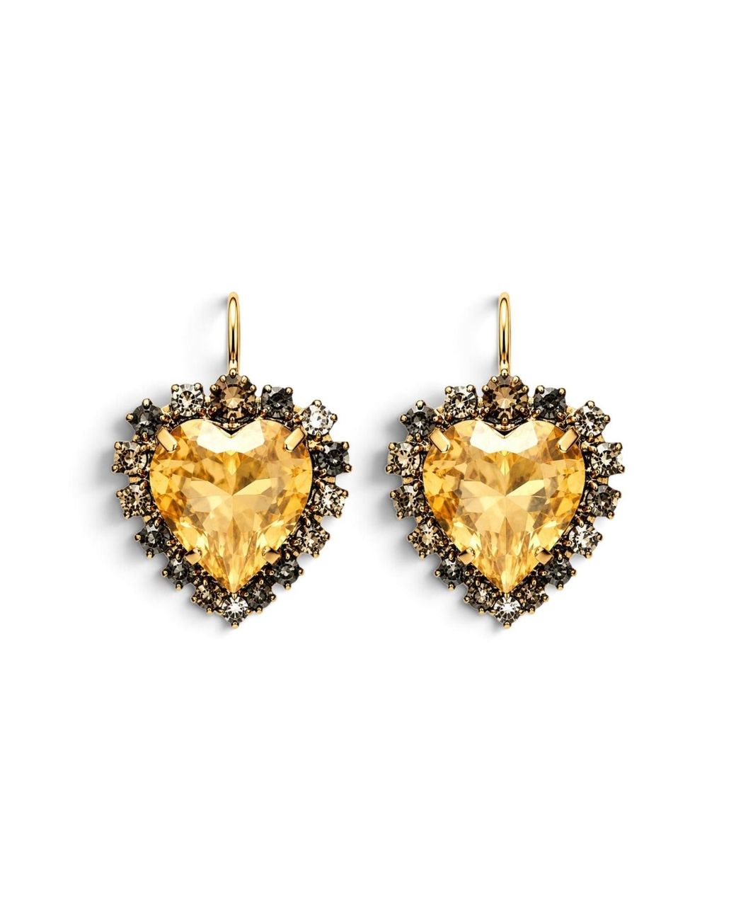Vstyle Metallic Amore Swarovski Golden Heart Earrings