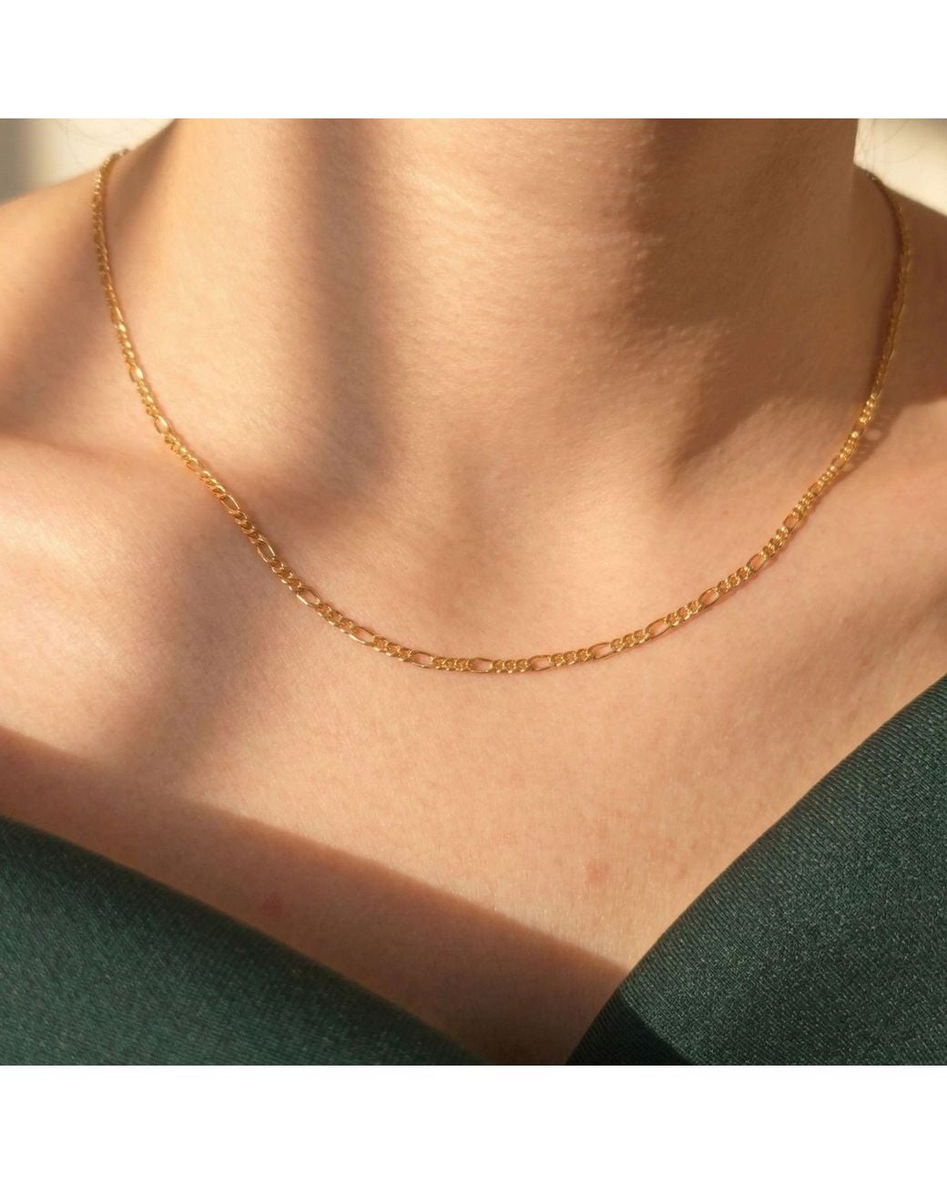 Sophelia Metallic Plated Figaro Chain Everyday Layering Necklace