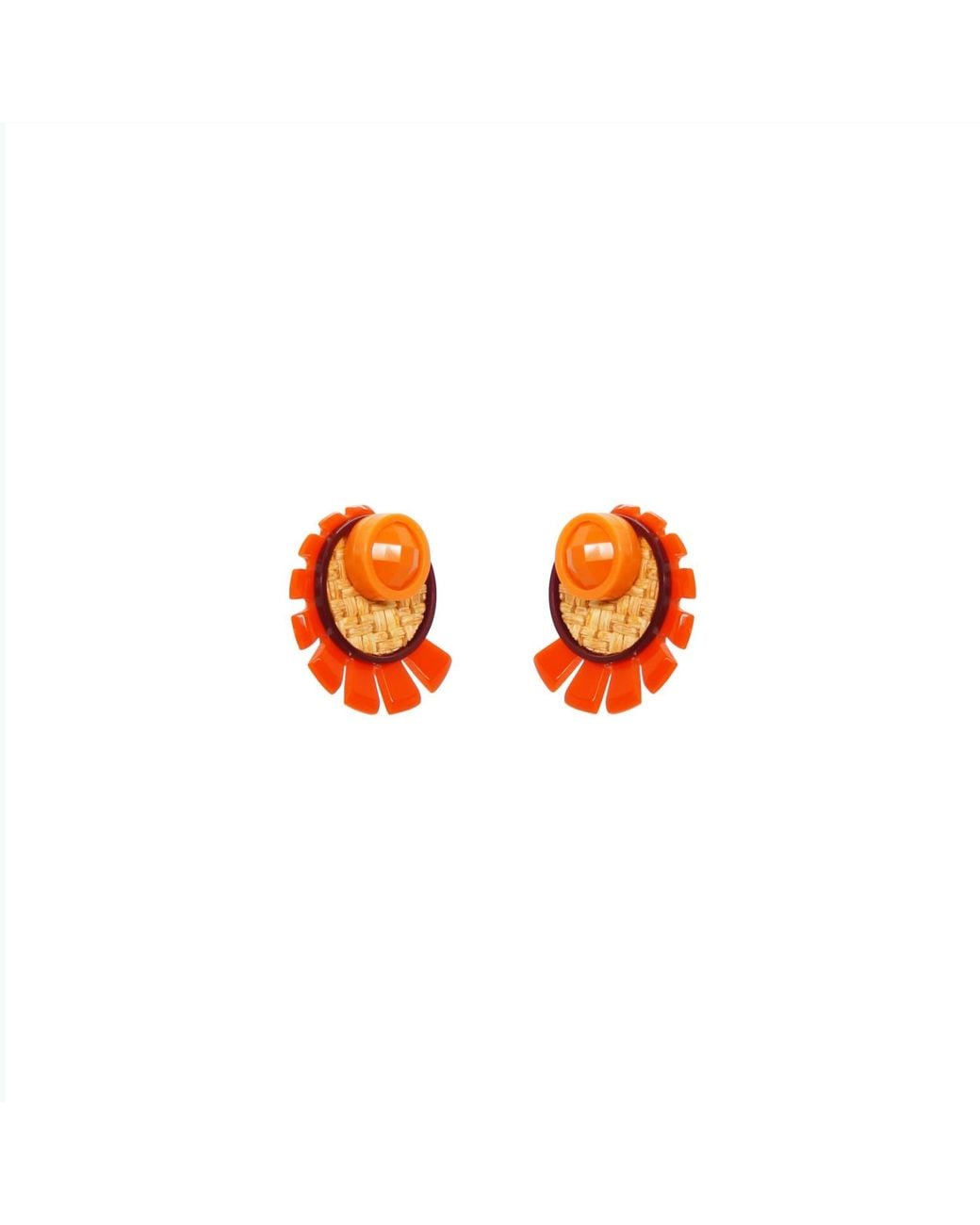 Gissa Bicalho Orange Acrylic Handmade Earring Sun Light