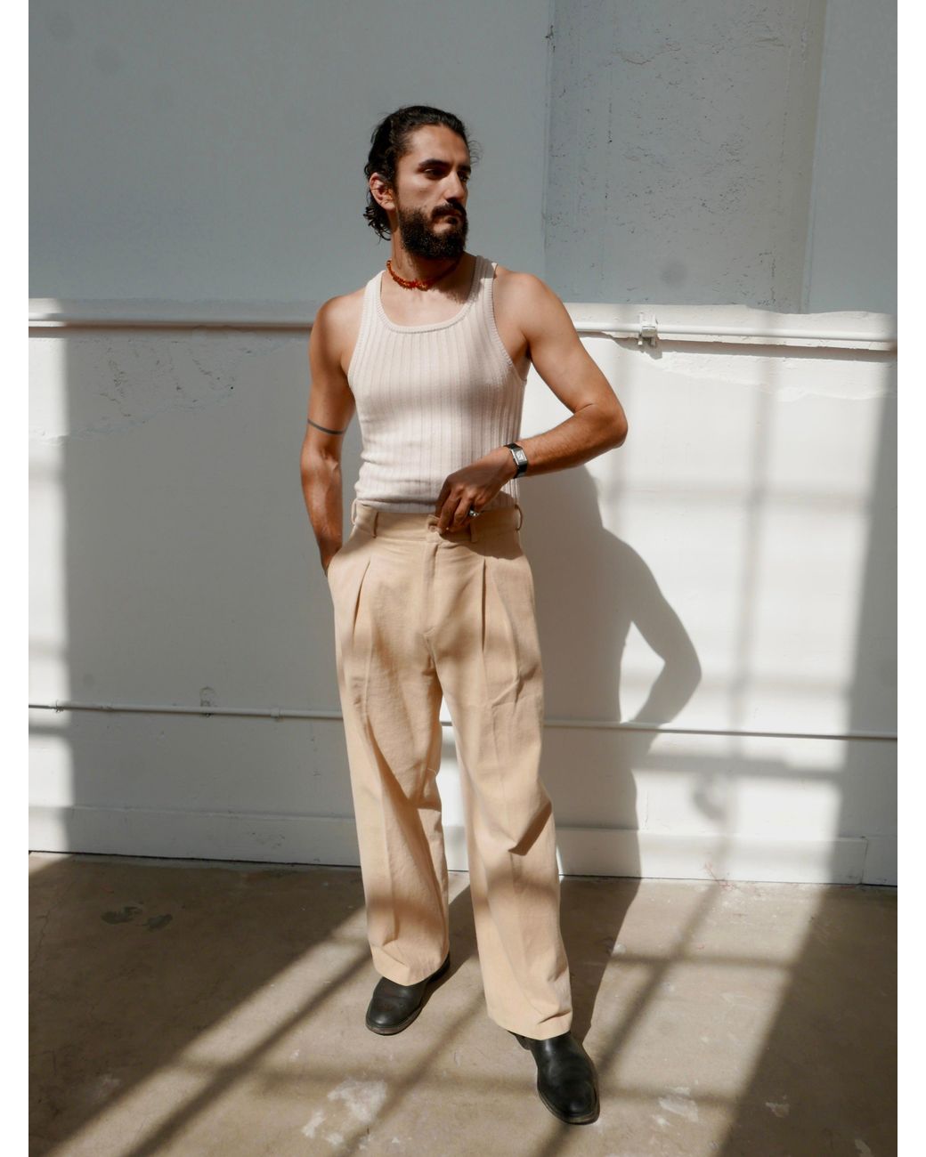Taka Pink Neutrals Column Tank for men
