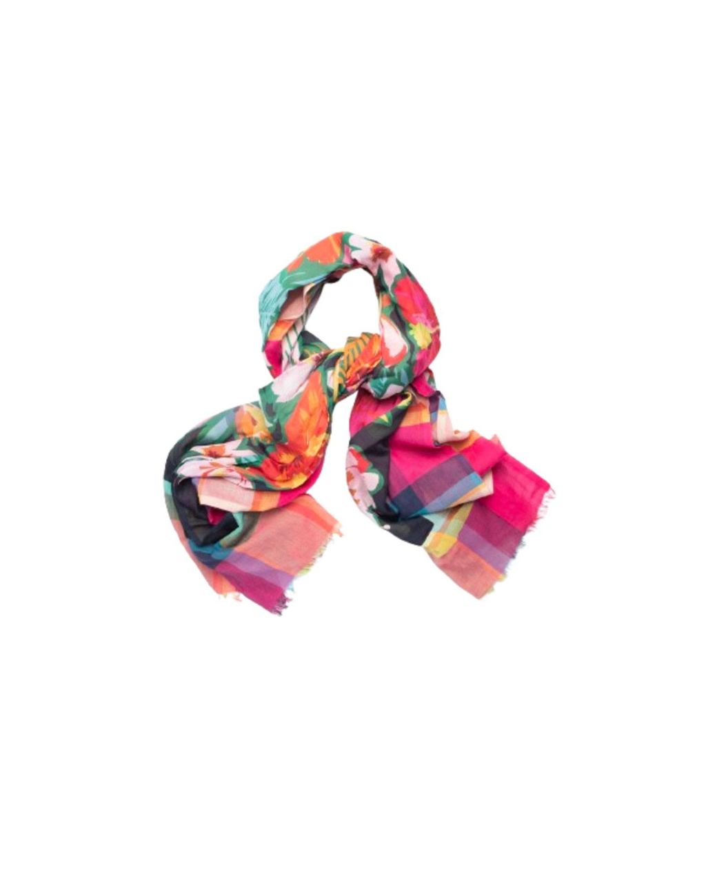 Saachi Pink Floral Plaid Scarf
