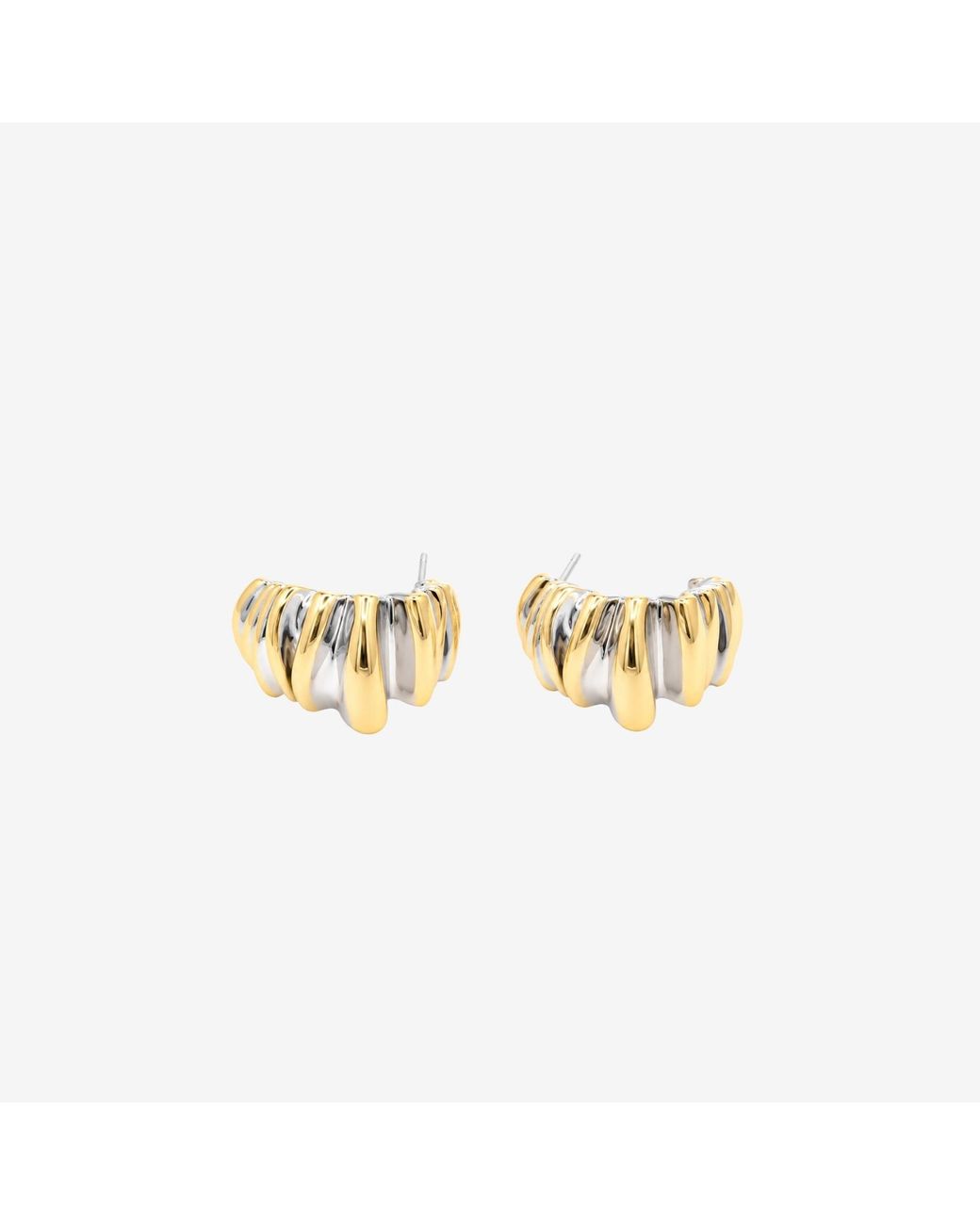 Uchi and Soto Metallic Nami Mixed Metals Wavy Hoop Earrings