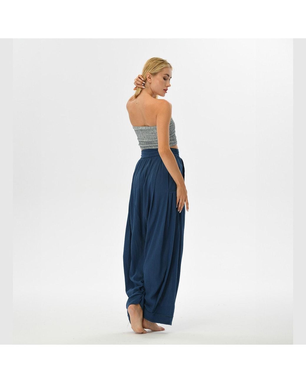 Zhenabia Blue Boho Harem Pants