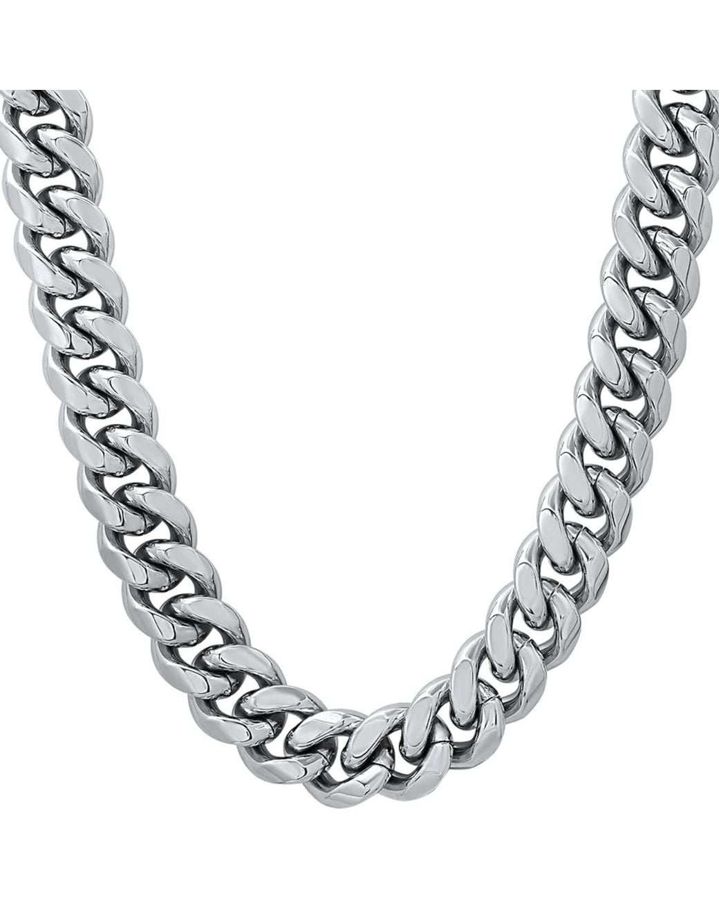 Steeltime Metallic Stainless Steel 14Mm Miami Heavy Cuban Necklace Chain With Box Clasp 24 for men