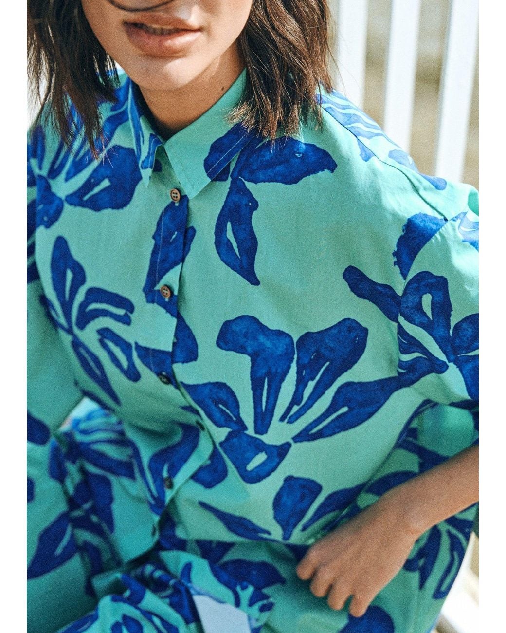 Lost Pattern Blue Tropical Bliss Oversized Shirt
