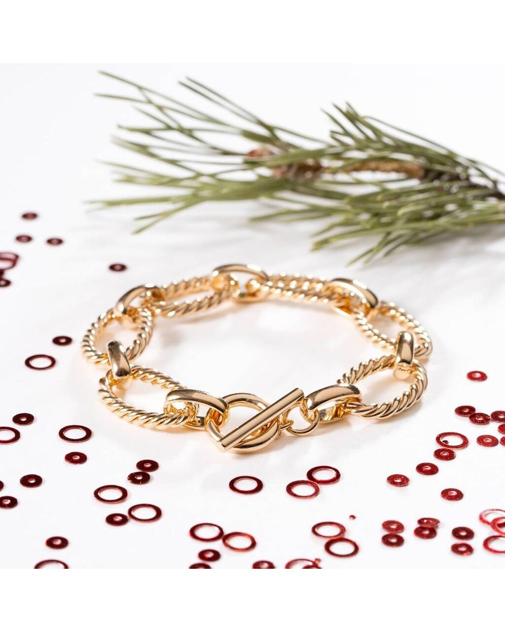 Sophelia Metallic Vermeil Textured Paperclip Link Bracelet