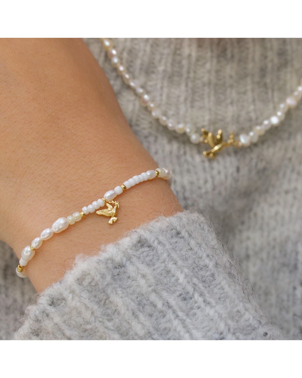 With Love Darling Metallic Peace Pearl Bracelet